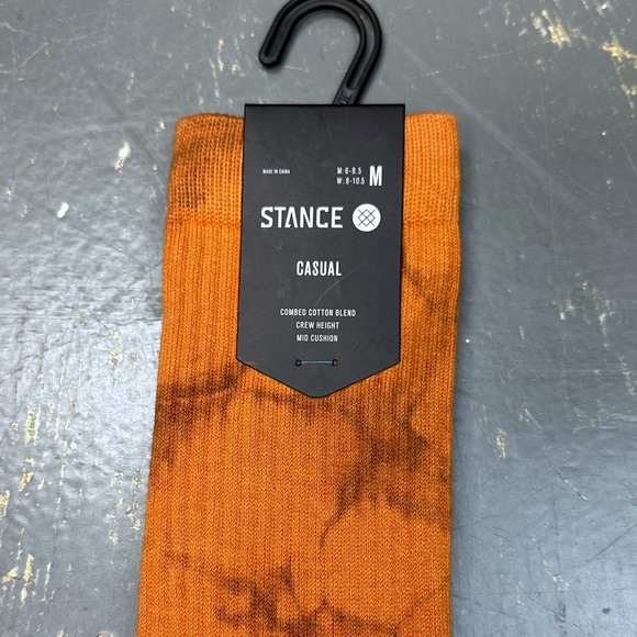 Stance Infiknit Dyed Crew Socks Casual Medium Claze Acid Wash Orange Black - Picture 5 of 6